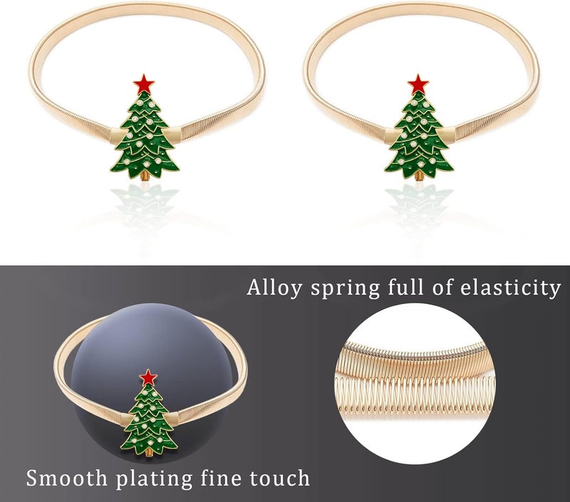 LLPMutu 4 Pack Christmas Curtain Tieback Buckle Aluminum Alloy Spring Design Curtain Holdback Carving Design Christmas Curtain Ties for Drapes Curtain Ties Backs Modern Style Curtain Holdback Decor (Tree) - Image 3